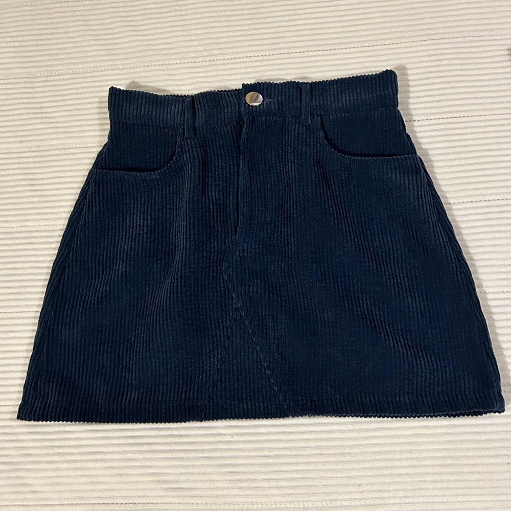 Navy blue corduroy skirt for women
